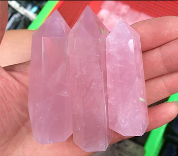 

621+++++Natural crystal powder six prism stone pillars Wang Feng shui ornaments for the peach blossom of love