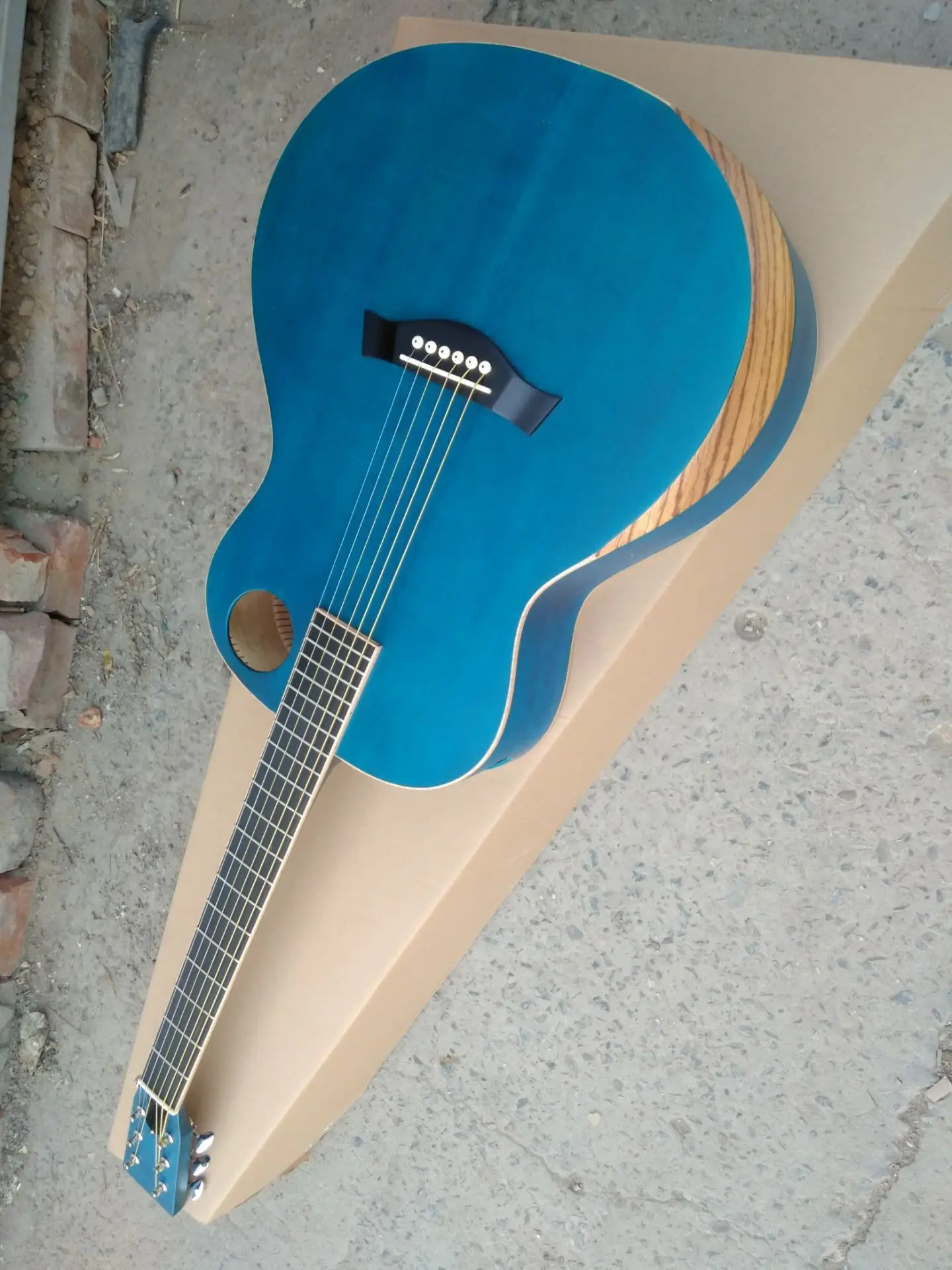 free shipping professional custom armrest acoustic guitar blue OOO15