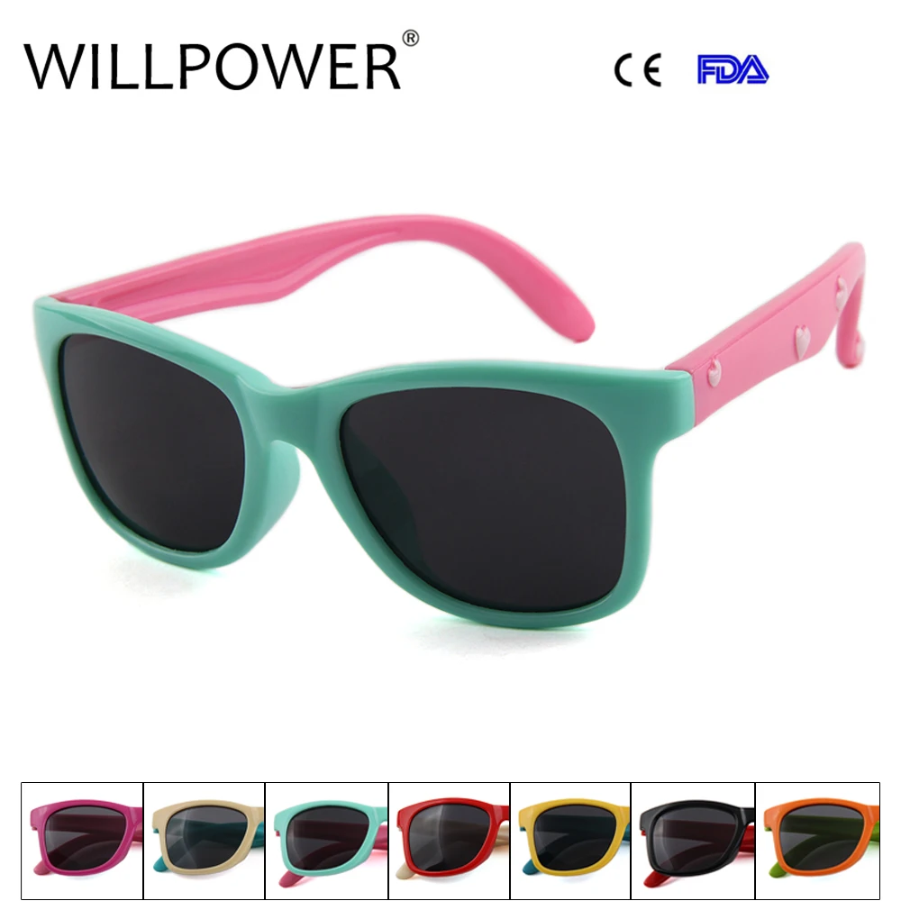 WILLPOWER Children Polarized Sunglasses Kids Designer Shades For Girls