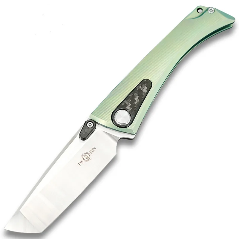 Twosun M390 Knife TS80 Titanium Handle Survival Hunting Pocket Folding Knives with pocket clip for gift collections flipper open |