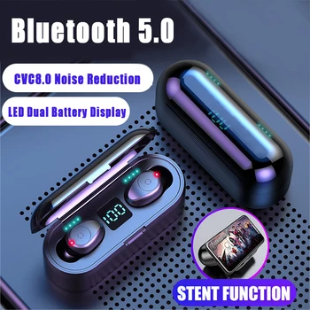 

Waterproof F9 5.0 Bluetooth 5.0 Earphones TWS Fingerprint Touch Headset HiFI Stereo In-ear Earbuds Wireless Headphones for sport
