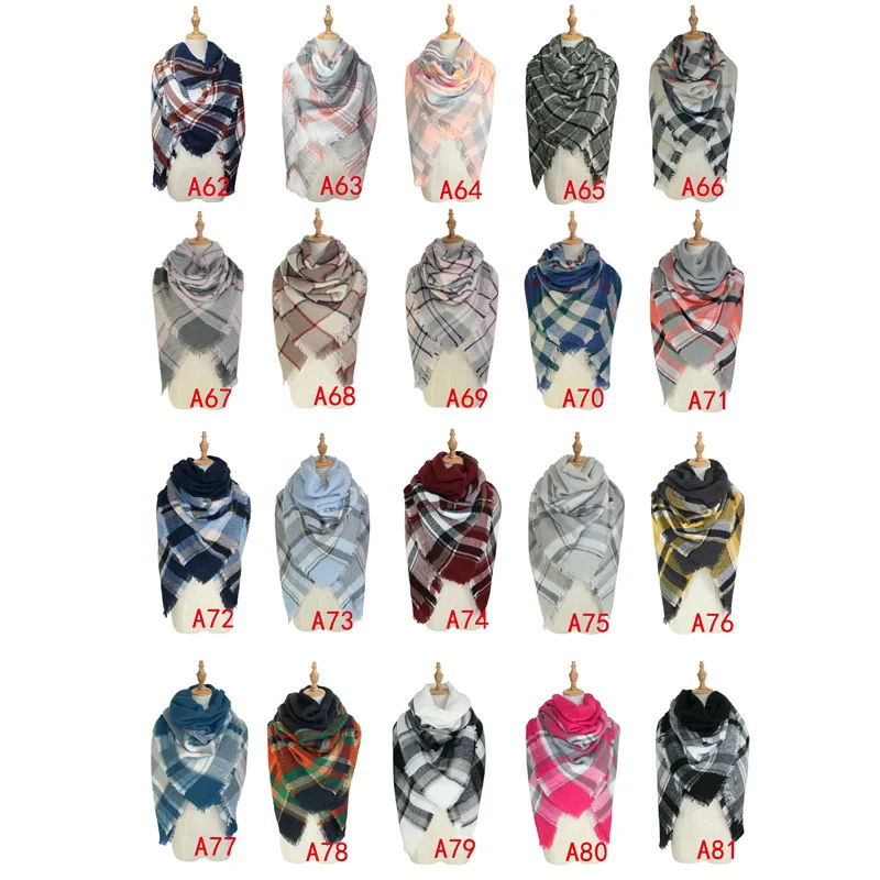 Европейский и американский осенний и зимний цветной искусственный кашемир, клетчатый платок, очень большой двусторонний шарф-гирлянда, Sc