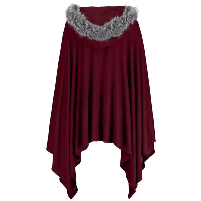 New Fashion Women Cloak Coat Winter Keep Warm Plus Size Bat Sleeve Hooded Plush Hat Zipper Holiday Party Cape Coat 4O24 (16)