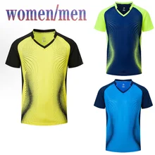Новинка, быстросохнущие рубашки для бадминтона, рубашки для настольного тенниса для мужчин/женщин, спортивные футболки, футболки для бега, футболки для фитнеса и спортзала AB119