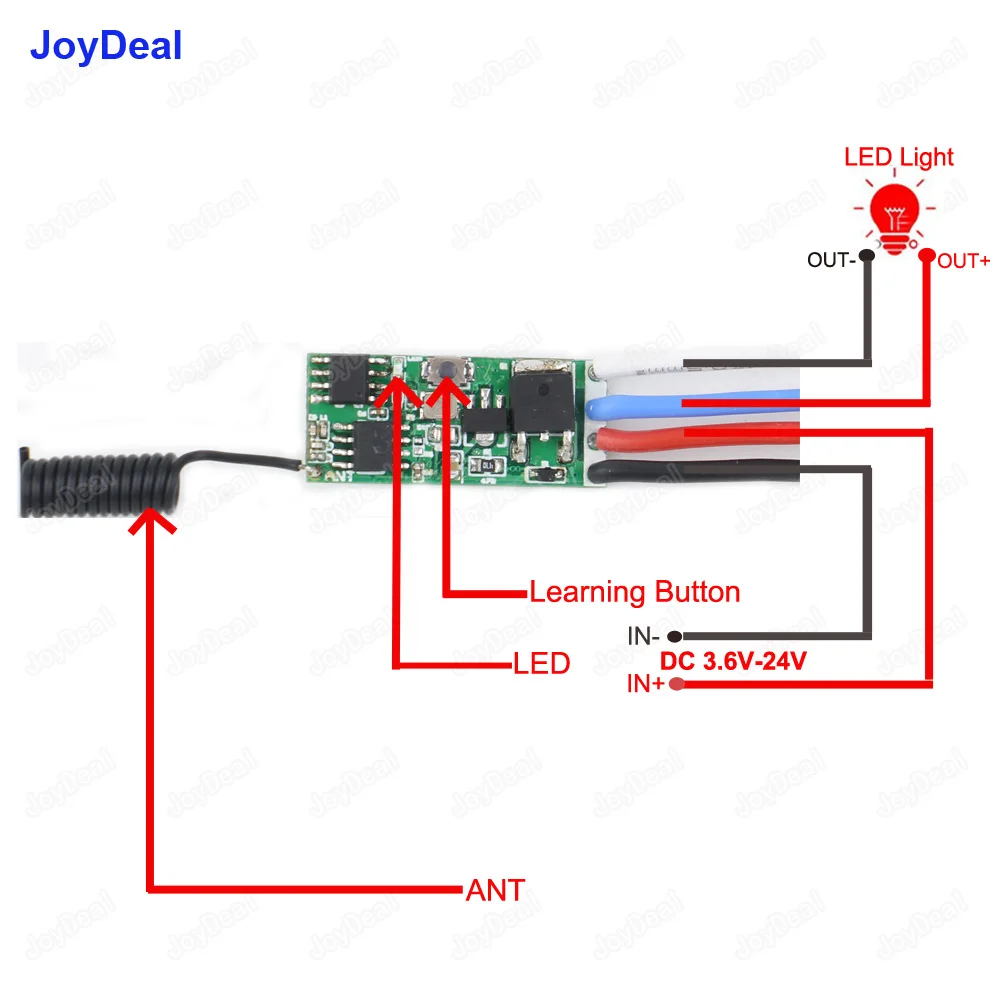 Беспроводной микропульт дистанционного управления JoyDeal 433 МГц 3 6 В 5 12 24