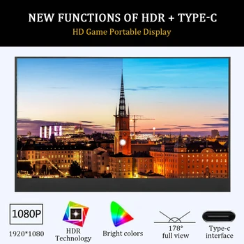 

1920x1080 Full HD Ultra Thin Multifunctional Hdmi Port Type C Screen Display For Laptop Gaming Office Mini Home Portable Monitor