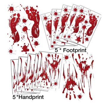 

10Pcs Bloody Handprint Footprint Halloween Decorations -Window Clings Wall Decal Floor Clings for Halloween Party Decor