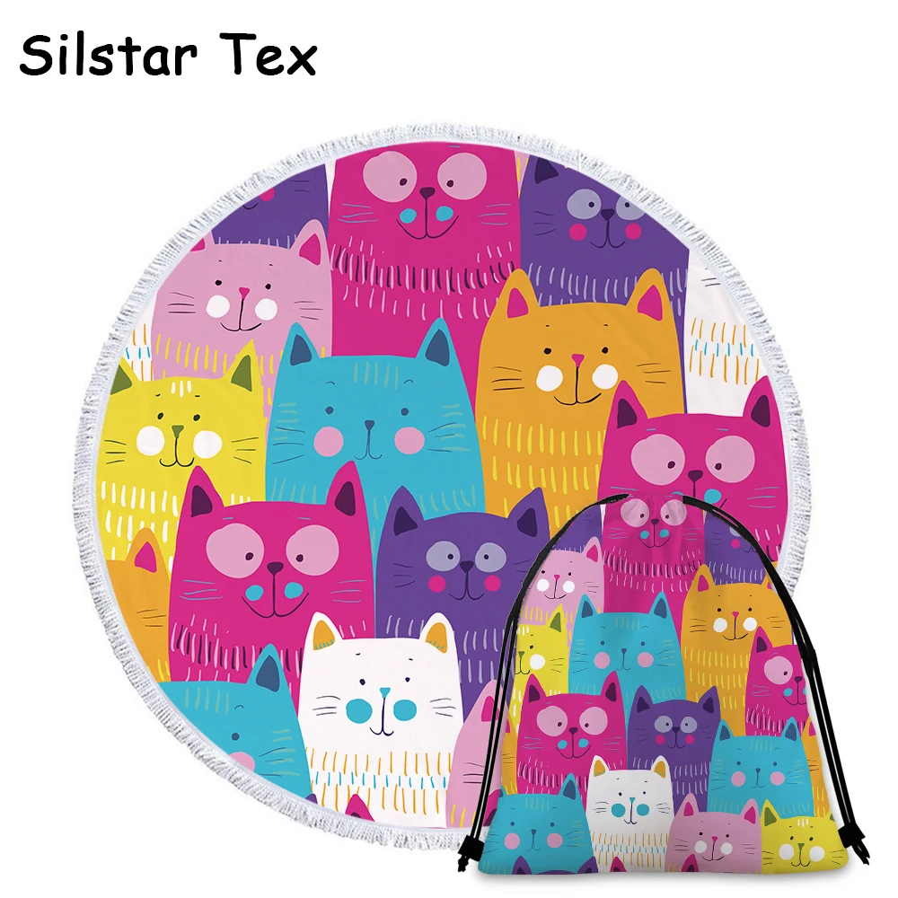 Банное полотенце Silstar Tex с изображением милой кошки собаки круглая кисточка