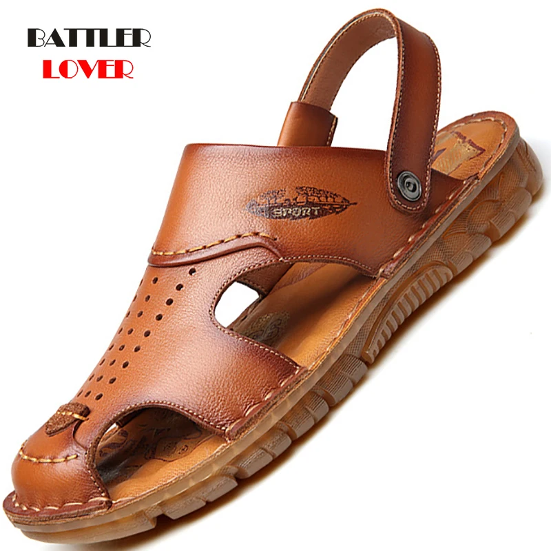 Crazy Promotion Men Genuine Leather Sandals High Quality Casual Fisherman Shoes Man Gladiator Shoes Fashion Male Beach Shoes