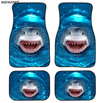 

INSTANTARTS Cool Shark/Dolphin Pattern Universal SUV Car Floor Mats All Weather Interior Styling Front Rear Auto Foot Pads Trend