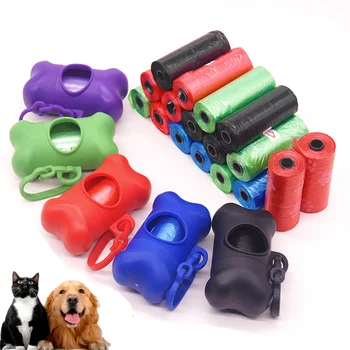

New Pet Dog Poop Bag Dispenser Waste Garbage Holder Dispensers Poop Bags Set Bone Cat Dogs Trash Cleaning Supplies Dog Toy