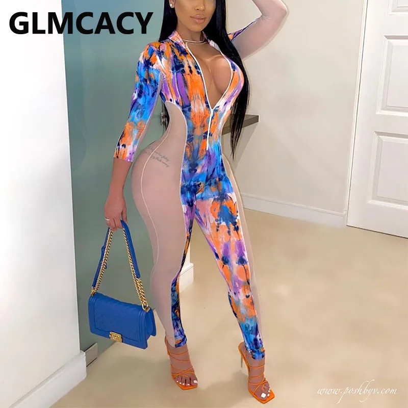 Women Gardient Color Long Sleeve Splicing Bodycon Jumpsuit Plunge V-neck Sexy Overall Women Gardient Color Long Sleeve Splicing Bodycon Jumpsuit Plunge V-neck Sexy Overall