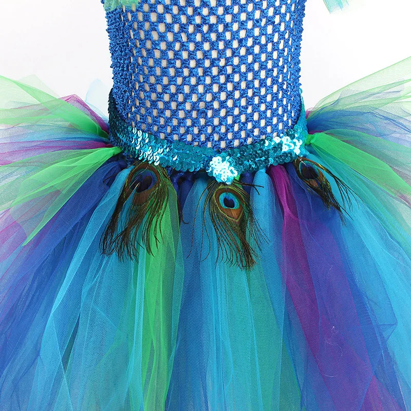 Girls Royal Peacock Tutu Costume Kids Peacock Princess Carnival Fancy Dress Ballerina Halloween Birthday Party Girl Tutu Dress (13)