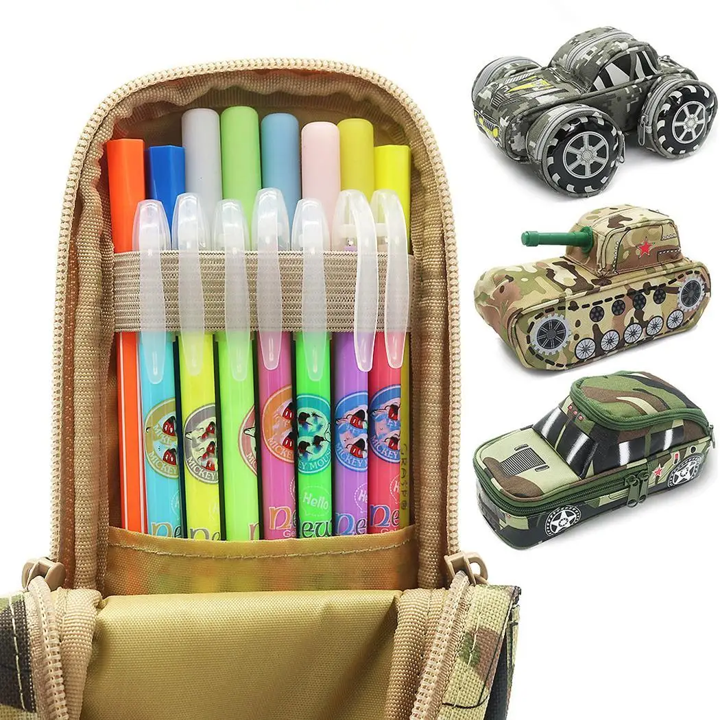

Large Capacity Camouflage Off-road Vehicle Shape Zipper Organize Random Pencil Pen Bag