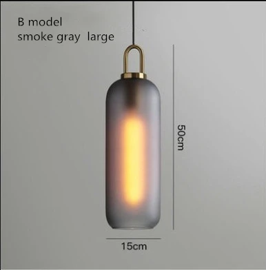 Простой подвесной светильник в скандинавском стиле с стеклянным шаром, Современный дизайнерский подвесной светильник для спальни и ресторана - Цвет корпуса: B large smoke gray