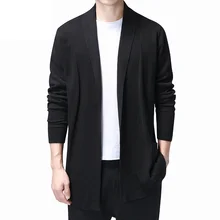 Long Mens Cardigans Jumper Fashion Hombre Cardigan Sweaters Men Coats Casual Slim Long Sleeve Sweater Pull Homme KK3121
