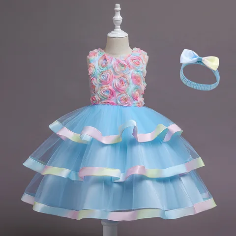 2021 Girls Dress Wedding Party Princess Evening Dress For Children Birthday Costume New Clothes For Kids Dresses 3-10 Years