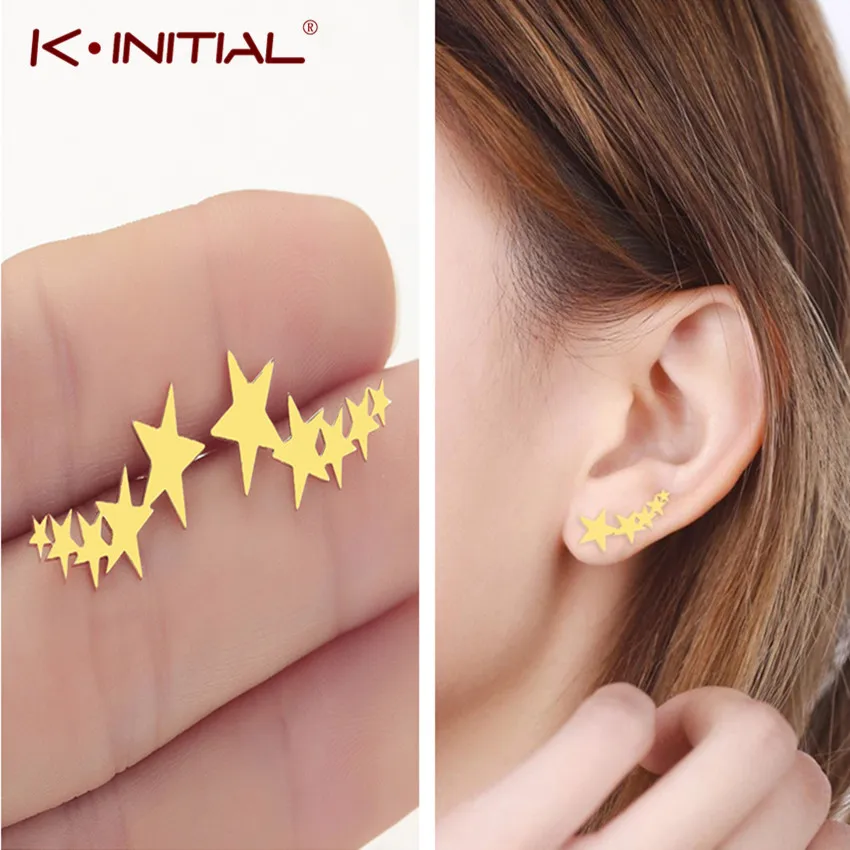 Серьги-гвоздики Kinitial из нержавеющей стали в форме звезды крылья капли воды