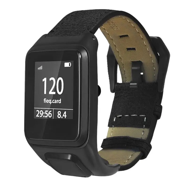 Replaced Replaced Genuine Leather Wrist Strap Metal Clasp Buckle Watchband Bracelet for TomTom Runner 2 3/Spark 3 2 Watch