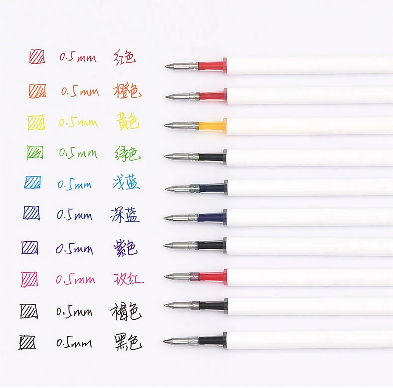 10pcs/pack for Xiaomi Gel Pen Kaco 0.5MM Refill Blue/Black/Navy Blue Ink Retractable Sign Pen Ballpoint Pens for office School 3
