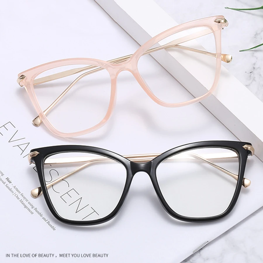 Модные оправы для очков кошачий глаз для женщин и мужчин, сексуальные негабаритные металлические оправы, брендовые дизайнерские оптические очки для глаз, очки с плоским верхом