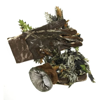 

Outdoor Hunting Fishing Shooting 3D Maple leaves Bionic Camouflage Full finger skidproof silicone dots non-slip Hunter Gloves