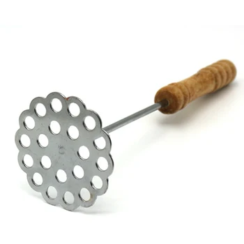

Fruit Vegetable Tools Wooden Handle Stainless Steel Masher Potato Cooking Utensil Press Portable Practical Crusher Food Ricer