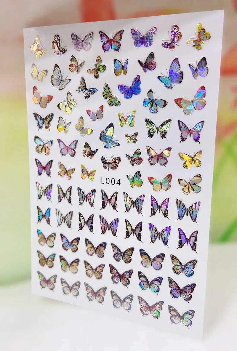 

New 3D Nail Art Sticker Colorful Butterfly Foil Decals Adhesive Summer Decorations on Nails Beautiful Manicure Accessories