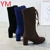 2022 Sping Women Boots Fashion Flock Platform Gothic Boots Punk Combat Boots for Lace Up Thigh High Boots Winter Boots Women ► Photo 3/6