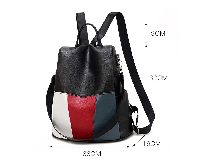 High Quality PU leather Panelled backpack White Black Anti Theft Women Backpack 2019 Fashion Brand Rucksack for Ladies Back Pack (7)