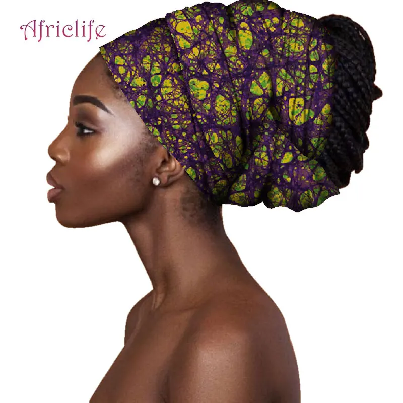 Африканская модная повязка на голову для женщин Bazin Riche Высокое качество хлопок восковая печать Женская бандана Анкара повязка на голову s AF010 - Цвет: 9