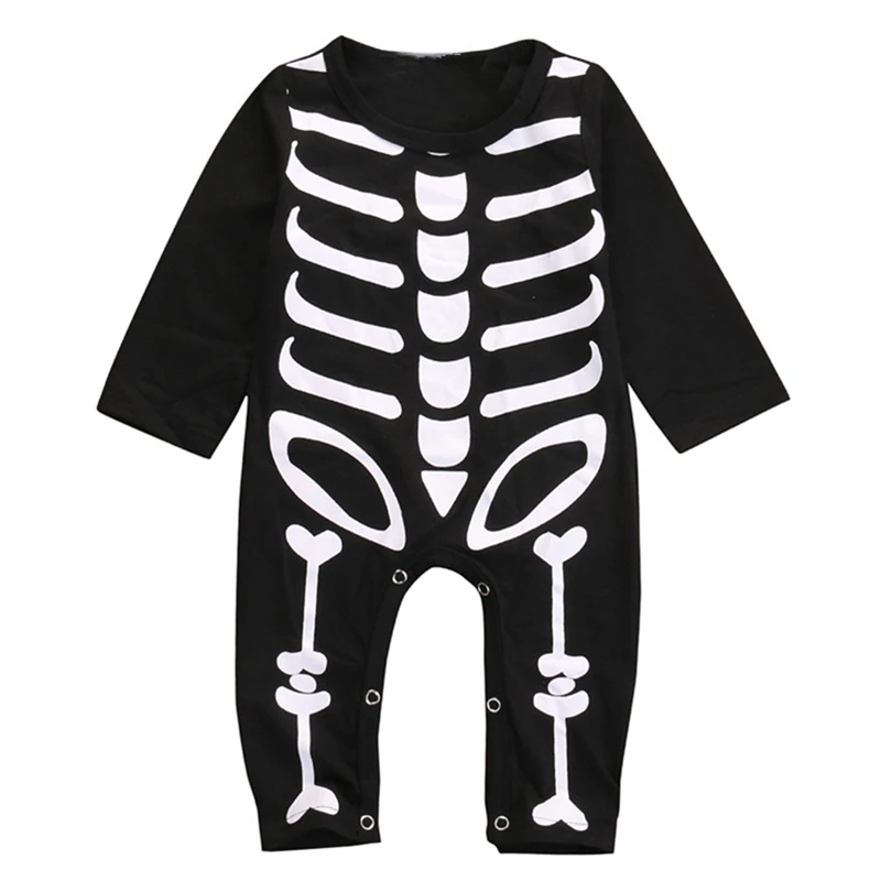 Spring Autumn Jumpsuit Baby Girls Boys Halloween Party Rompers Kids Costume Skull Romper 2020 Bebes Baby Halloween Clothes 0-24M