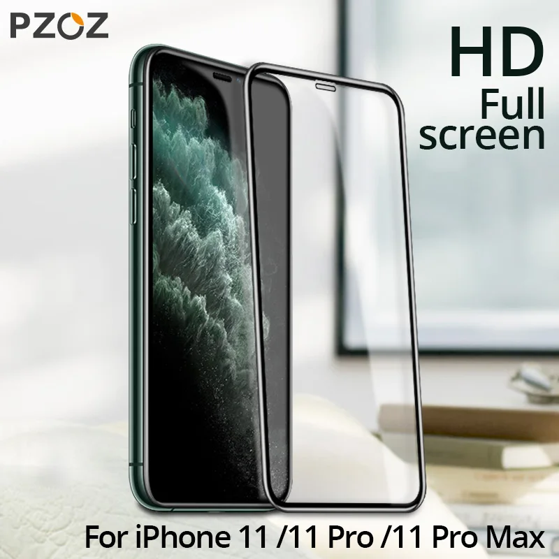 PZOZ закаленное стекло для iPhone 11 Pro X XS Max XR Plus, Защитная пленка для экрана телефона для iPhone11 Pro 5,8, 6,1, 6,5 полное покрытие стекла