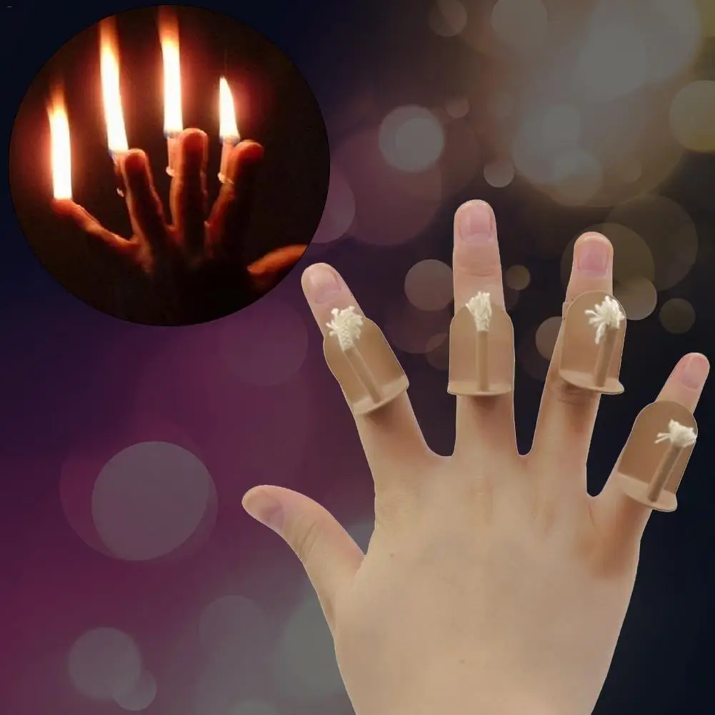 

2020 Carnival Halloween Finger Tip Fire Magic Stage Props Professional Skills Magician Illusion Magic Tools Set Of 4 Fingers