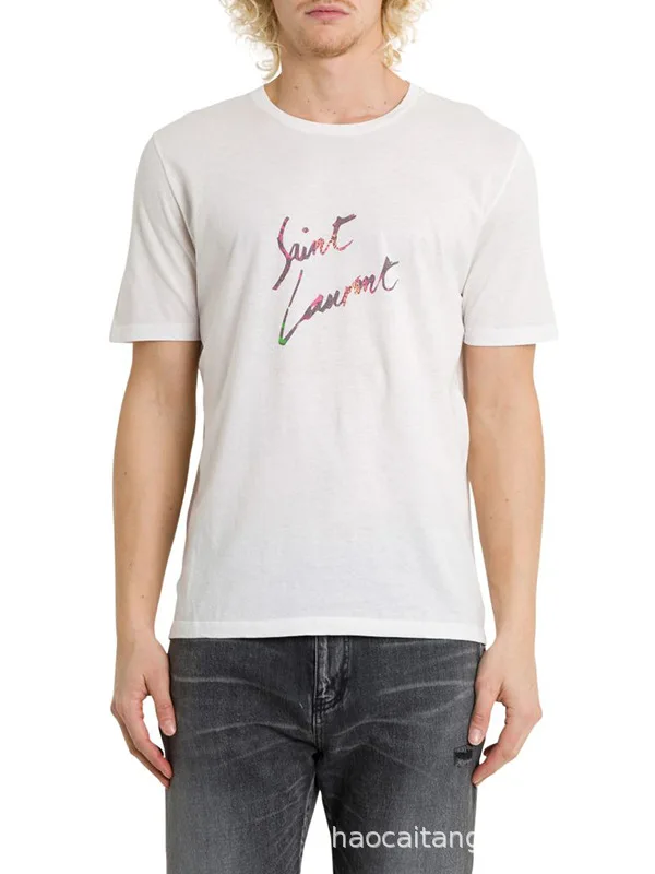 

2020 Spring Summer Rainbow Camouflage Brand Letter Print Tops Short Sleeve Tee Women Men Unisex Couple T-Shirt