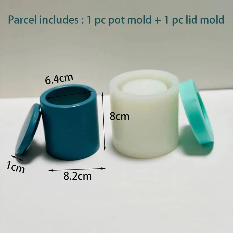 Moule Silicone Bougie Béton 2 Pièces Avec Couvercle - Pot Bougeoir DIY