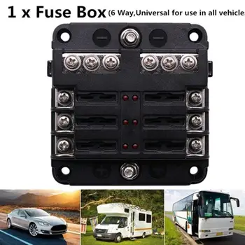 

1Pcs 12V 32V Plastic Cover Fuse Box Holder LED Indicator Light 6 Ways Blade For Auto Car Boat Auto Replacement Parts Fuses