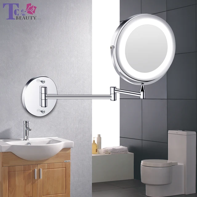 $US $33.54  Led Makeup Mirror With Light Folding Wall Vanity Mirror 1x 10x Magnifying Double Sided Touch Bright