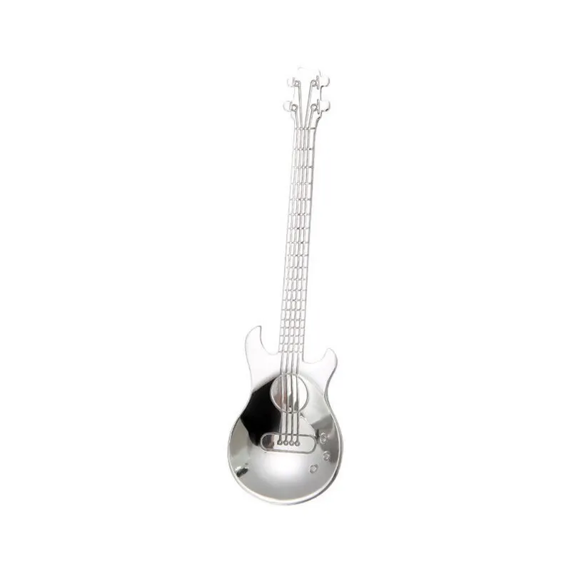 New Fashion Guitar Shaped Coffee Spoon Stainless Steel Multi-color Creative Coffee Tea Spoon Kitchen Dessert Drinking Spoon