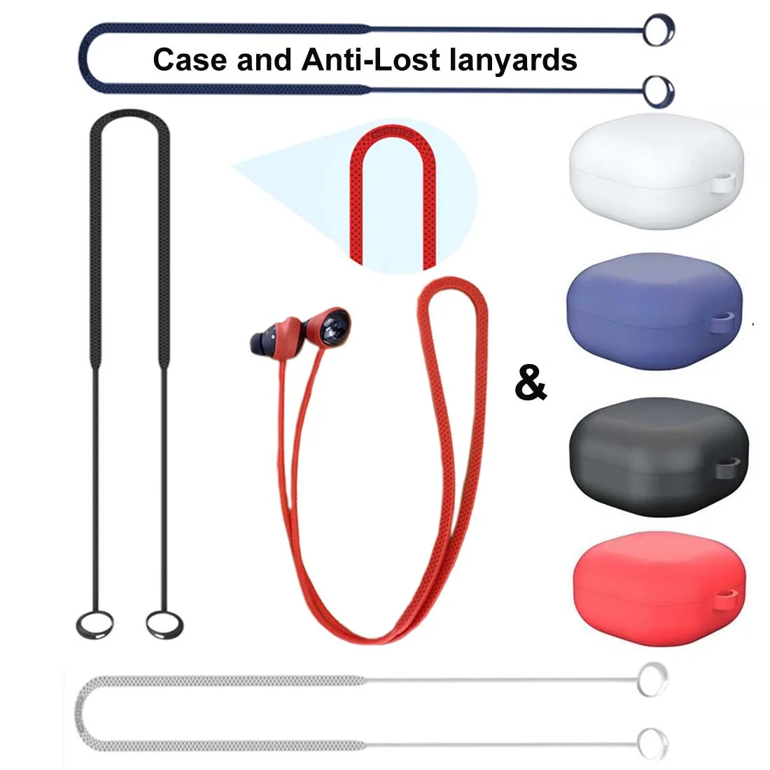 For Samsung Galaxy Buds Pro Silicone Case Cover & Anti-Lost lanyards with Ear Tips Eartips
