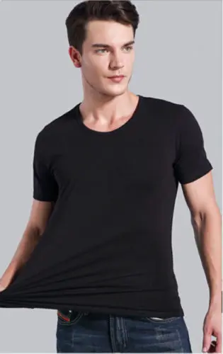 O Neck Black Мужская футболка с коротким рукавом и v-образным вырезом, повседневные однотонные хлопковые топы, мужская Тонкая футболка с коротким рукавом - Цвет: O Neck Black