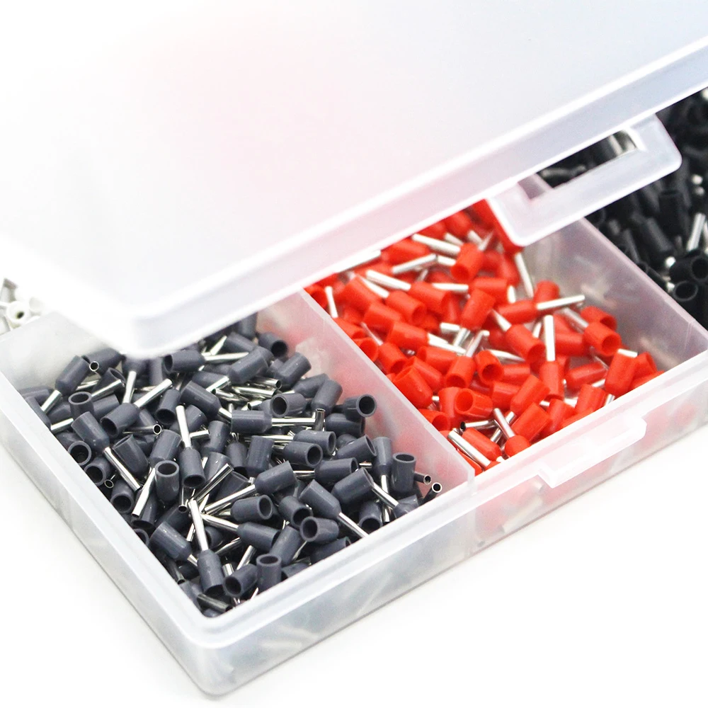 

Hot 1200Pcs Assorted Crimping Wire End Terminals Copper Insulated Cord Pin End Crimp Terminal Electrical Wire Connector