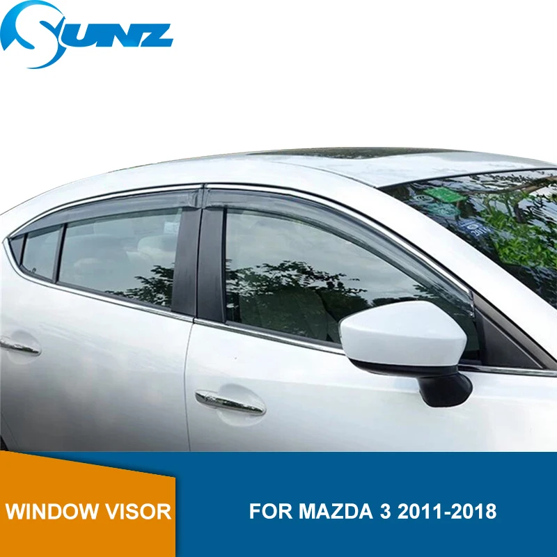 

Side Window Deflectors For MAZDA 3 2011 2012 2013 2014 2015 2016 2017 2018 Hatchback / Sedan Sun Rain Deflector Guards SUNZ