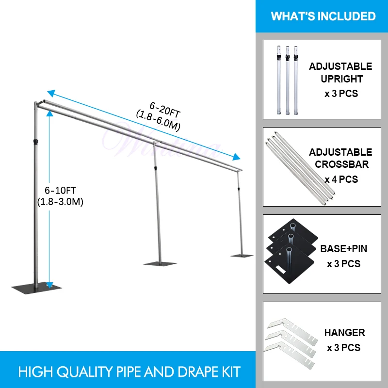 event decoration double crossbar hangers pipe and drape backdrop stands, portable pipe frame for wedding decoration centerpieces event decoration double crossbar hangers pipe and drape backdrop stands, portable pipe frame for wedding decoration centerpieces