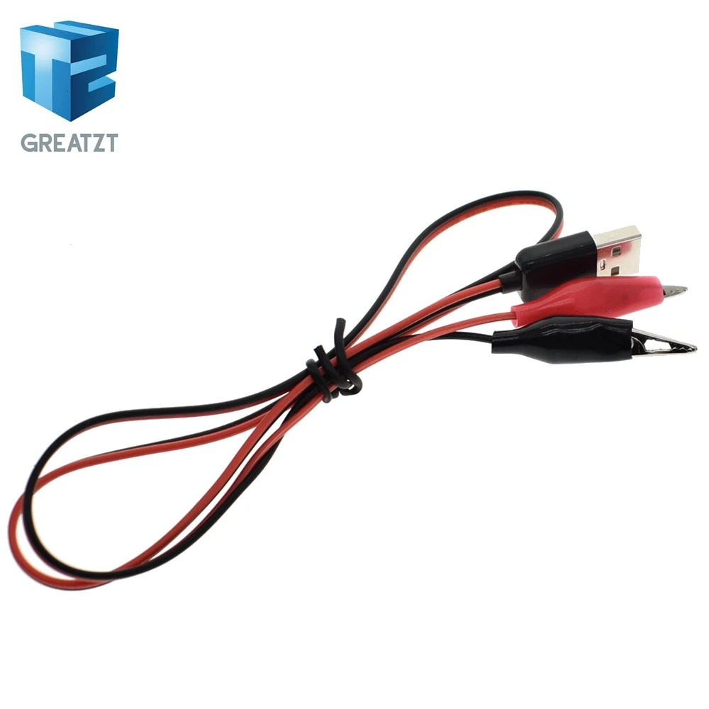 Copper Alligator Clips with Wire Male USB 2