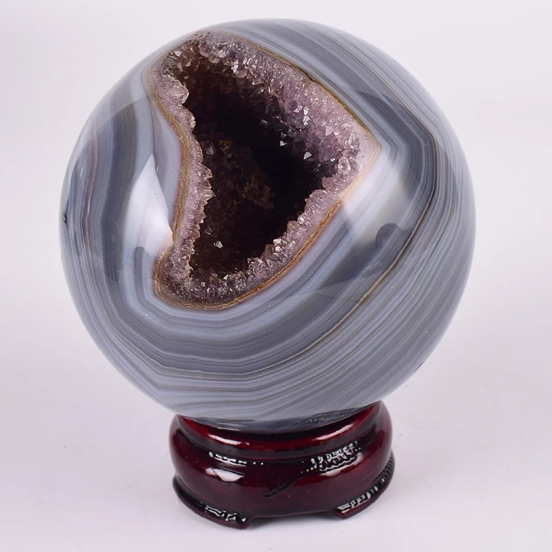 

1103 g Crystal Ball Natural Crystal Hole Big Size Natural Agate Sphere Statue Gemstone Craft Decor Figurine Chakra Healing Reiki