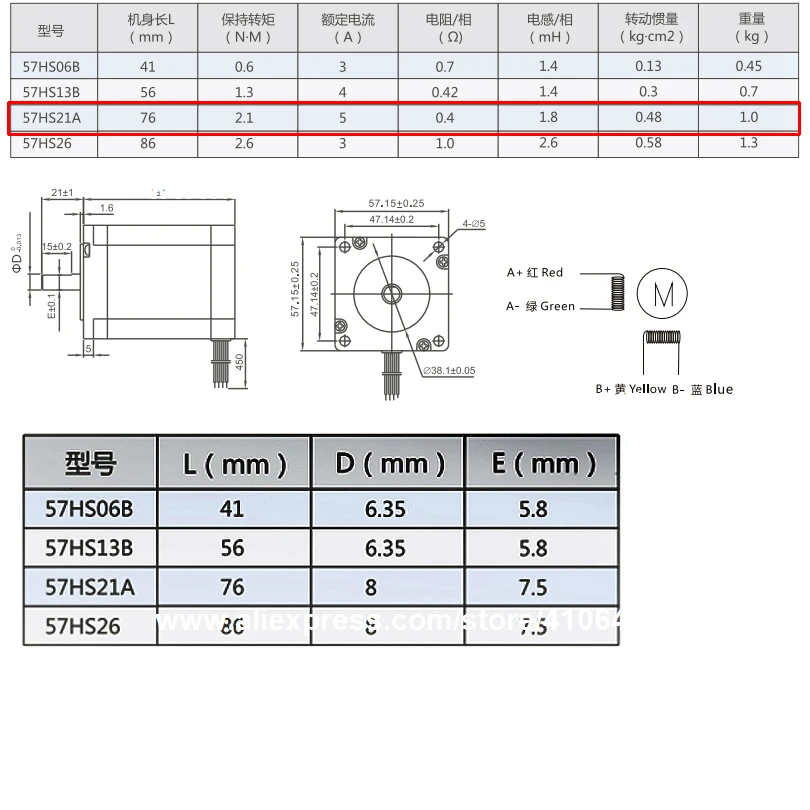 GENUINE Leadshine Stepper Motor 57HS21A 8mm Shaft 5A 2.1 N.M AND Leadshine DSP Digital Stepper Drive DM542 Delivery TOGETHER