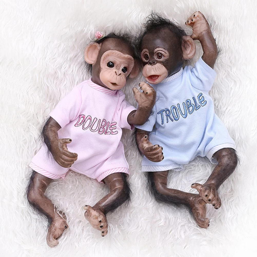 Beautiful Monkey Baby Doll Soft Silica Gel Handmade Innovative Simulation Toy Decor With Clothing Baby Bottle Pacifier Dolls Aliexpress