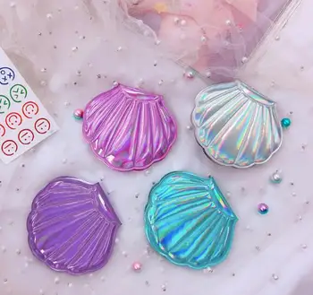 

10pcs/lot Creative Sea Shell Shaped Colored Magnifying Compact Cosmetic Double Sided Folding Pocket Mirror Portable