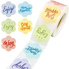 

Bon Appetit Stickers Flower Shaped Enjoy Sticker Baking Food Decorative Labels 500pcs/roll 1.5 inch Thank You Cards Stickers Tag